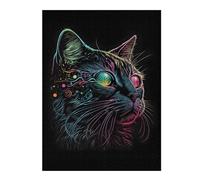 Puzzles pour Adolescents 52x38cm/1000pcs Puzzle Retro Abstract Cat Art Puzzle, Jouet, Décoration Murale, Art Mural, Cadeau d'anniversaire Unique 52x38cm/1000pcs