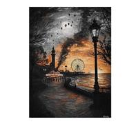 Puzzles pour Adolescents 52x38cm/1000pcs Puzzle Vintage Carnival at Dusk - Nostalgic Seaside Fairground Puzzle, Jouet, Décoration Murale, Art Mural, Cadeau d'anniversaire Unique 52x38cm/1000pcs