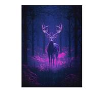 Puzzles pour Adolescents 52x38cm/1000pcs Puzzles Deer Neon Light Forest Puzzle pour Adultes Jeux Relaxants Décoration Parfaite Cadeaux Anti-Stress 52x38cm/1000pcs