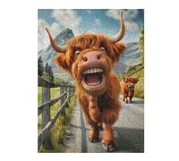 Puzzles pour Adolescents 52x38cm/1000pcs Puzzles Funny Highland Cow Glencoe Jeux Amusants De Puzzle Décoration Murale Cadeaux Et Anniversaires Uniques 52x38cm/1000pcs
