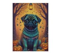 Puzzles pour Adolescents 52x38cm/1000pcs Puzzles Halloween Pug with Lantern Jeux Amusants De Puzzle : Analyse Et Logique pour Anniversaire, Noël 52x38cm/1000pcs