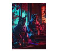 Puzzles pour Adolescents 52x38cm/1000pcs Puzzles Neon Cats in Kimono Jeux Amusants De Puzzle : Analyse Et Logique pour Anniversaire, Noël 52x38cm/1000pcs