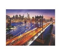 Puzzles pour Adolescents 52x38cm/1000pcs Puzzles New York City Skyline with Manhattan Bridge at Sunset Jeux Amusants De Puzzle : Analyse Et Logique pour Anniversaire, Noël 52x38cm/1000pcs