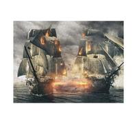 Puzzles pour Adolescents 52x38cm/1000pcs Puzzles Pirate Ship Battle in Stormy Seas Jeux Amusants De Puzzle : Analyse Et Logique pour Anniversaire, Noël 52x38cm/1000pcs