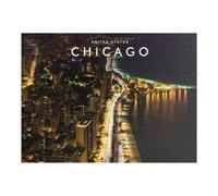 Puzzles pour Adolescents 52x38cm/1000pcs Puzzles pour Adultes Chicago Nights City Lights Reflecting on Water Jeux Amusants De Puzzles Découpe De Précision Aide À Stimuler Le Cerveau 52x38cm/1000pcs