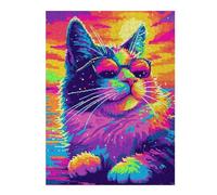 Puzzles pour Adolescents 52x38cm/1000pcs Puzzles pour Adultes Cool Popart Cat Jeux Amusants Décoration Idéale, Cadeaux Parfaits pour Toute La Famille 52x38cm/1000pcs