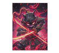 Puzzles pour Adolescents 52x38cm/1000pcs Puzzles pour Adultes Devon Rex Cat Samurai Warrior Animal Jeux De Bricolage Découpe De Précision Cadeaux Anti-Stress 52x38cm/1000pcs