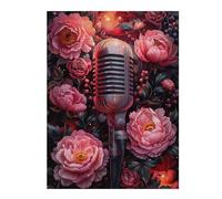 Puzzles pour Adolescents 52x38cm/1000pcs Puzzles pour Adultes Floral Microphone Jeu Manuel Décoration pour La Maison pour Anniversaire, Noël 52x38cm/1000pcs