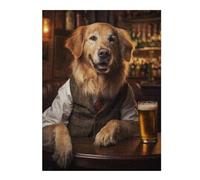 Puzzles pour Adolescents 52x38cm/1000pcs Puzzles pour Adultes Golden Retriever at Bar Jeux Relaxants pour Améliorer La Mémoire Cadeaux d'anniversaire Uniques 52x38cm/1000pcs