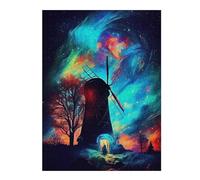 Puzzles pour Adolescents 52x38cm/1000pcs Puzzles pour Adultes Neon Night with Windmill Jeu Manuel Décoration pour La Maison pour Anniversaire, Noël 52x38cm/1000pcs