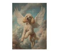 Puzzles pour Adolescents 52x38cm/1000pcs Puzzles pour Adultes Poodle with Angel Wings Loving Companion Memorial Print Jeu Manuel Décoration pour La Maison pour Anniversaire, Noël 52x38cm/1000pcs