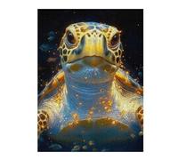 Puzzles pour Adolescents 52x38cm/1000pcs Puzzles pour Adultes Sea Turtle with Golden Glow Animal Jeux De Bricolage Découpe De Précision Cadeaux Anti-Stress 52x38cm/1000pcs