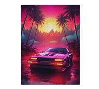 Puzzles pour Adolescents 52x38cm/1000pcs Puzzles Retro Synthwave Car Puzzle pour Adultes Jeu De Réflexion Cadeau d'anniversaire Cadeaux Anti-Stress 52x38cm/1000pcs