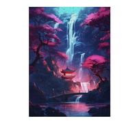 Puzzles pour Adolescents 52x38cm/1000pcs Puzzles Sakura Waterfall Temple Puzzle pour Adultes, Jouet, Décoration Murale, pour Le Plaisir en Famille, Offrez-Lui Un Cadeau 52x38cm/1000pcs