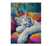 Puzzles pour Adolescents 52x38cm/1000pcs Puzzles Sleeping White Tiger Puzzle pour Adultes Jeu De Réflexion Cadeau d'anniversaire Cadeaux Anti-Stress 52x38cm/1000pcs