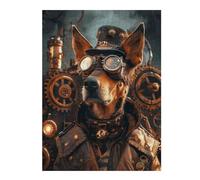 Puzzles pour Adolescents 52x38cm/1000pcs Puzzles Steampunk Dog Doberman Puzzles pour Adolescents Jouets Anti-Stress Assemblage De Motifs Cadeaux De Réduction du Stress 52x38cm/1000pcs