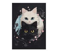 Puzzles pour Adolescents 52x38cm/1000pcs Puzzles White and Black Anime Cats Puzzle pour Adultes Jeux Relaxants Décoration Parfaite Cadeaux Anti-Stress 52x38cm/1000pcs