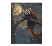 Puzzles pour Adolescents 52x38cm/1000pcs Red Panda Moon Tree Night Puzzles pour Adultes Jeux De Famille Améliore La Mémoire Difficile À Compléter 52x38cm/1000pcs