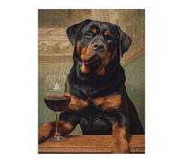 Puzzles pour Adolescents 52x38cm/1000pcs Rottweiler Enjoying Wine Puzzles pour Adolescents - Jeu Manuel - Décoration Intérieure pour Les Amateurs De Jeux Vidéo 52x38cm/1000pcs