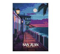 Puzzles pour Adolescents 52x38cm/1000pcs San Juan, Puerto Rico Nightscape Puzzles pour Adultes Jouets Anti-Stress Une Œuvre d'art Stimule Le Cerveau 52x38cm/1000pcs