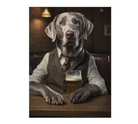 Puzzles pour Adolescents 52x38cm/1000pcs Silver Labrador in The Pub Puzzles pour Adultes, Décoration Murale Amusante Et Humoristique, pour Stimuler Le Cerveau 52x38cm/1000pcs