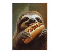 Puzzles pour Adolescents 52x38cm/1000pcs Sloth Eating Hot Dog Puzzles pour Adultes : Analyse Et Logique du Jeu, Interaction Parent-Enfant 52x38cm/1000pcs