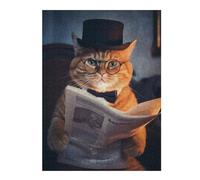 Puzzles pour Adolescents 52x38cm/1000pcs Smart Funny Tabby Hat Cat Puzzle pour Adultes, Jeu De Réflexion, Une Œuvre d'art, Cadeaux Uniques pour Un Anniversaire Ou Noël 52x38cm/1000pcs