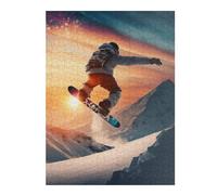Puzzles pour Adolescents 52x38cm/1000pcs Snowboarder's Sunset Leap Jeu De Puzzle Familial pour Adultes - Défi Difficile - Cadeaux Uniques pour Anniversaires Et Noël 52x38cm/1000pcs