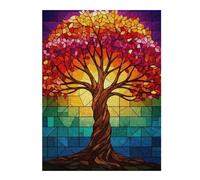 Puzzles pour Adolescents 52x38cm/1000pcs Stained Glass Autumn Tree Puzzle pour Adultes - Jeu Manuel - Améliore La Mémoire - Activités Amusantes À La Maison 52x38cm/1000pcs