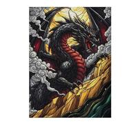 Puzzles pour Adolescents 52x38cm/1000pcs Stained Glass Dragon Illustration Puzzles pour Adultes, Décoration Murale Amusante Et Humoristique, pour Stimuler Le Cerveau 52x38cm/1000pcs