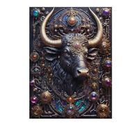 Puzzles pour Adolescents 52x38cm/1000pcs Steampunk Mighty Bull Puzzle pour Adultes, Jeu De Réflexion Amusant Et Humoristique, Cadeau d'anniversaire, 52x38cm/1000pcs