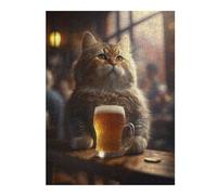 Puzzles pour Adolescents 52x38cm/1000pcs The Drinking Cat Puzzles pour Adultes Jeux Relaxants Décoration Murale Jeu Stimulant Cadeaux 52x38cm/1000pcs