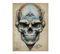 Puzzles pour Adolescents 52x38cm/1000pcs Third Eye Blind Skull Puzzles pour Adultes Jeux De Famille Améliore La Mémoire Cadeaux Uniques pour Anniversaire Et Noël 52x38cm/1000pcs