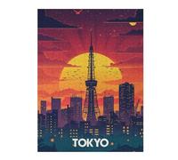 Puzzles pour Adolescents 52x38cm/1000pcs Tokyo Sunset Tower Puzzle Adulte, Jouet, Décoration Murale, Motif À Assembler, Cadeaux d'anniversaire Et Cadeaux Uniques 52x38cm/1000pcs