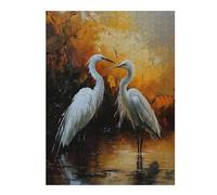 Puzzles pour Adolescents 52x38cm/1000pcs Two Herons in Pond Puzzles pour Adultes Jeux Relaxants Course De Vitesse Manuelle Cadeaux De Noël Et d'anniversaire 52x38cm/1000pcs