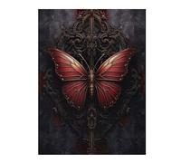 Puzzles pour Adolescents 52x38cm/1000pcs Vintage Red Butterfly Puzzle pour Adultes, Jeu De Réflexion Amusant Et Humoristique, Cadeau d'anniversaire, 52x38cm/1000pcs