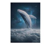 Puzzles pour Adolescents 52x38cm/1000pcs Whale Breaching Through Clouds Into Space Puzzle pour Adultes, Jeu Familial, Assemblage De Motifs, Activités Amusantes À La Maison, 52x38cm/1000pcs