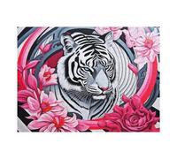 Puzzles pour Adolescents 52x38cm/1000pcs White Tiger Amidst Floral Whirlwind Puzzles pour Adultes, Jeux Familiaux Amusants Et Humoristiques, pour Les Joueurs 52x38cm/1000pcs