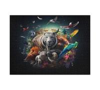 Puzzles pour Adolescents 52x38cm/1000pcs Wildlife Symphony A Vibrant Gathering of Nature's Creatures Puzzles pour Adultes : Analyse Et Logique du Jeu, Interaction Parent-Enfant 52x38cm/1000pcs
