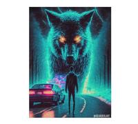 Puzzles pour Adolescents 52x38cm/1000pcs Wolf Encounter on The Road Casse-tête pour Adolescents - Jeu Difficile - Stimule Le Cerveau 52x38cm/1000pcs