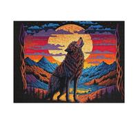 Puzzles pour Adolescents 52x38cm/1000pcs Wolf Howling at Sunset Puzzles pour Adultes À Monter Soi-même - Jeu De Puzzle Difficile - Cadeau Unique pour Un Anniversaire Ou Noël 52x38cm/1000pcs