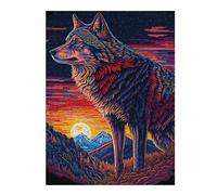 Puzzles pour Adolescents 52x38cm/1000pcs Wolf in A Colorful Sunset Casse-têtes pour Adultes Jeu De Réflexion Vacances À La Maison Tuer Le Temps Défi Éducatif 52x38cm/1000pcs