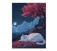 Puzzles pour Adolescents 52x38cm/1000pcsCute Cat Sleeping Sakura Puzzles pour Adultes, Jouets Anti-Stress, Décoration Intérieure, Idéal comme Cadeau 52x38cm/1000pcs