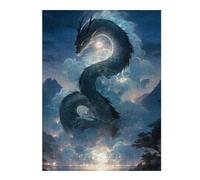 Puzzles pour Adolescents 52x38cm/1000pcsPuzzles Japanese Dragon Moon Light Puzzle pour Adultes Jeux Relaxants Décoration Parfaite Cadeaux Anti-Stress 52x38cm/1000pcs