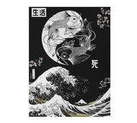 Puzzles pour Adolescents 52x38cm/1000pcsPuzzles pour Adultes Yin Yang Koi Fish Big Wave Jeux Amusants Décoration Idéale, Cadeaux Parfaits pour Toute La Famille 52x38cm/1000pcs