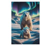 Puzzles pour Adolescents 75x50cm/1000pcs Aurora Crowned Polar Bears Puzzle pour Adultes, Jeu Familial, Décoration Et d'anniversaire 75x50cm/1000pcs