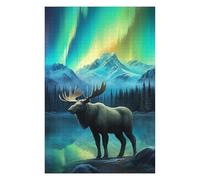 Puzzles pour Adolescents 75x50cm/1000pcs Aurora Stag Deer Northern Puzzles pour Adultes, Jouets À Monter Soi-même, Décoration Murale, Cadeaux d'anniversaire Et De Noël Uniques 75x50cm/1000pcs