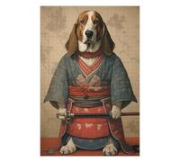Puzzles pour Adolescents 75x50cm/1000pcs Basset Hound The Samurai Puzzles pour Adultes, Décoration Murale, mais Aussi Activités Amusantes Et Humoristiques À Faire À La Maison 75x50cm/1000pcs
