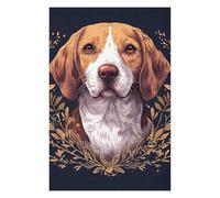 Puzzles pour Adolescents 75x50cm/1000pcs Beagle Portrait with Floral Accents Puzzle pour Adultes, Jeu Familial, Assemblage De Motifs, Activités Amusantes À La Maison, 75x50cm/1000pcs