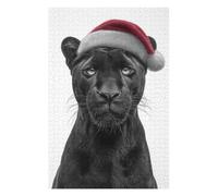 Puzzles pour Adolescents 75x50cm/1000pcs Black Panther with Santa Hat Puzzles pour Adultes : Analyse Et Logique du Jeu, Interaction Parent-Enfant 75x50cm/1000pcs